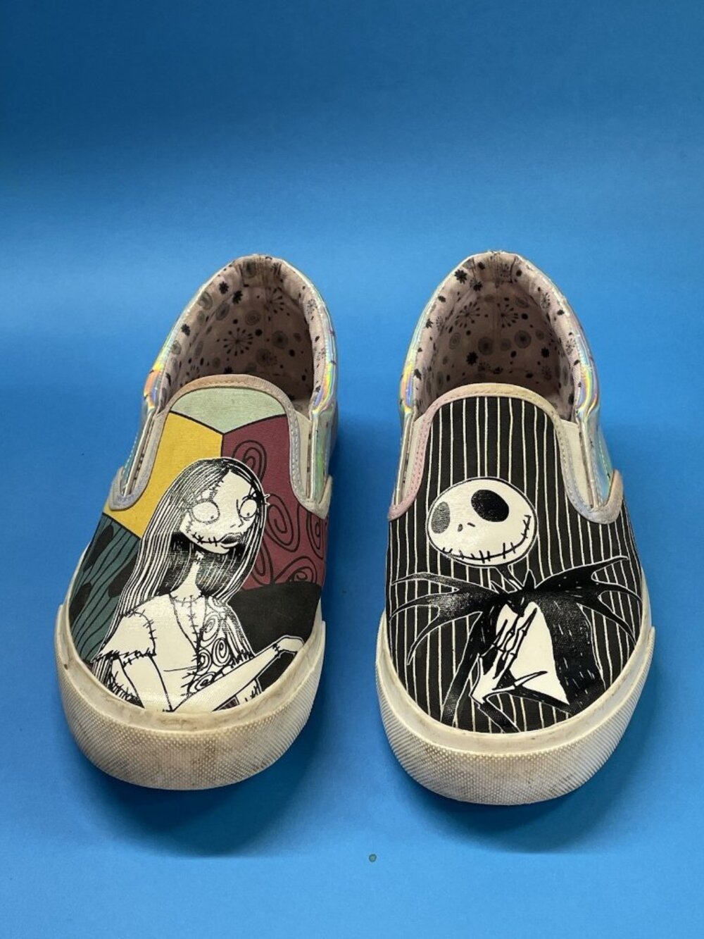 Disney Nightmare Before Christmas Jack & Sally Slip On Shoes Women 8.5 Halloween